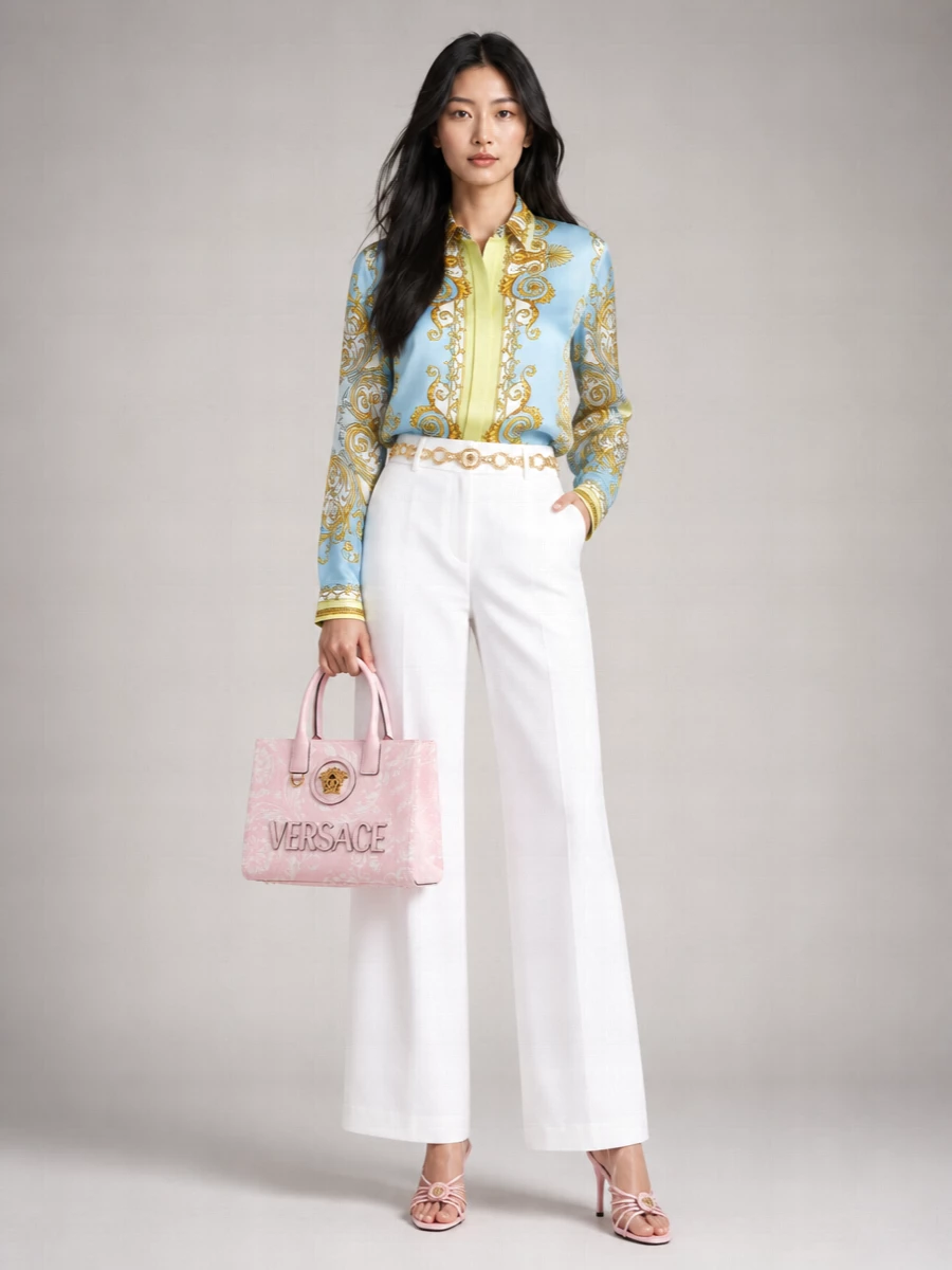 Versace Silk Printed Long-Sleeve Shirt
