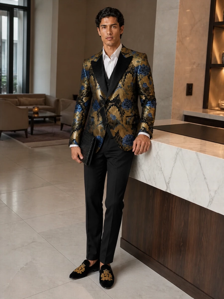Dolce gabbana brocade tuxedo velvet slippers