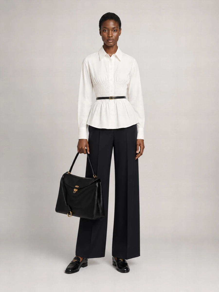 Prada Smocked Waist Long Sleeves Shirt