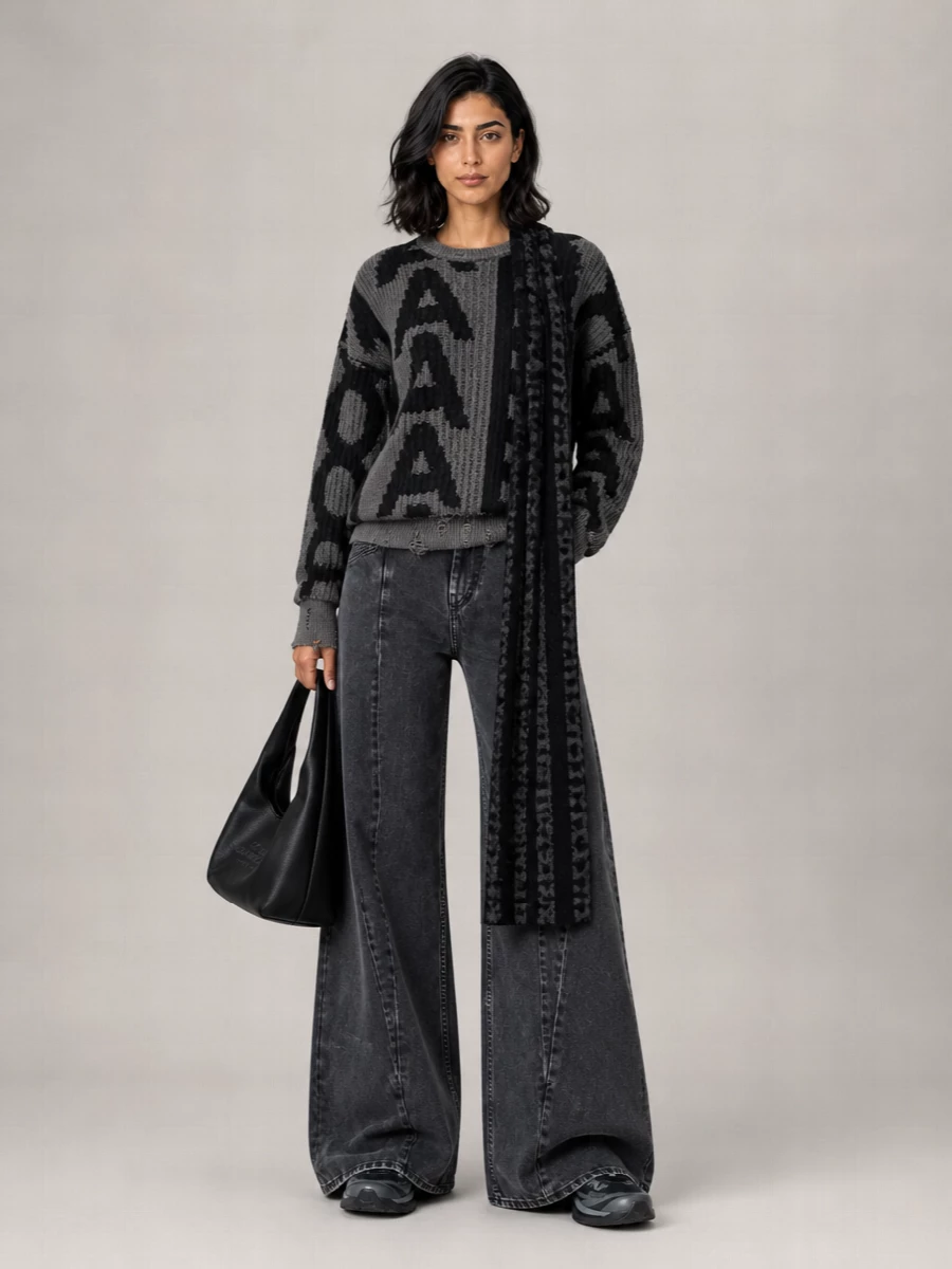 Marc Jacobs Wool Logo-Knit Scarf