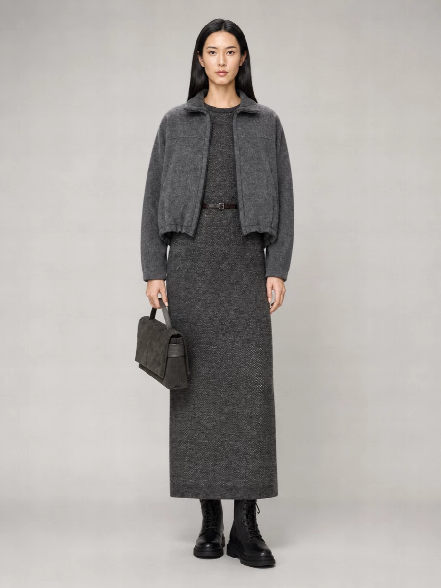 Brunello Cucinelli Virgin Wool Cropped Oversized Coat