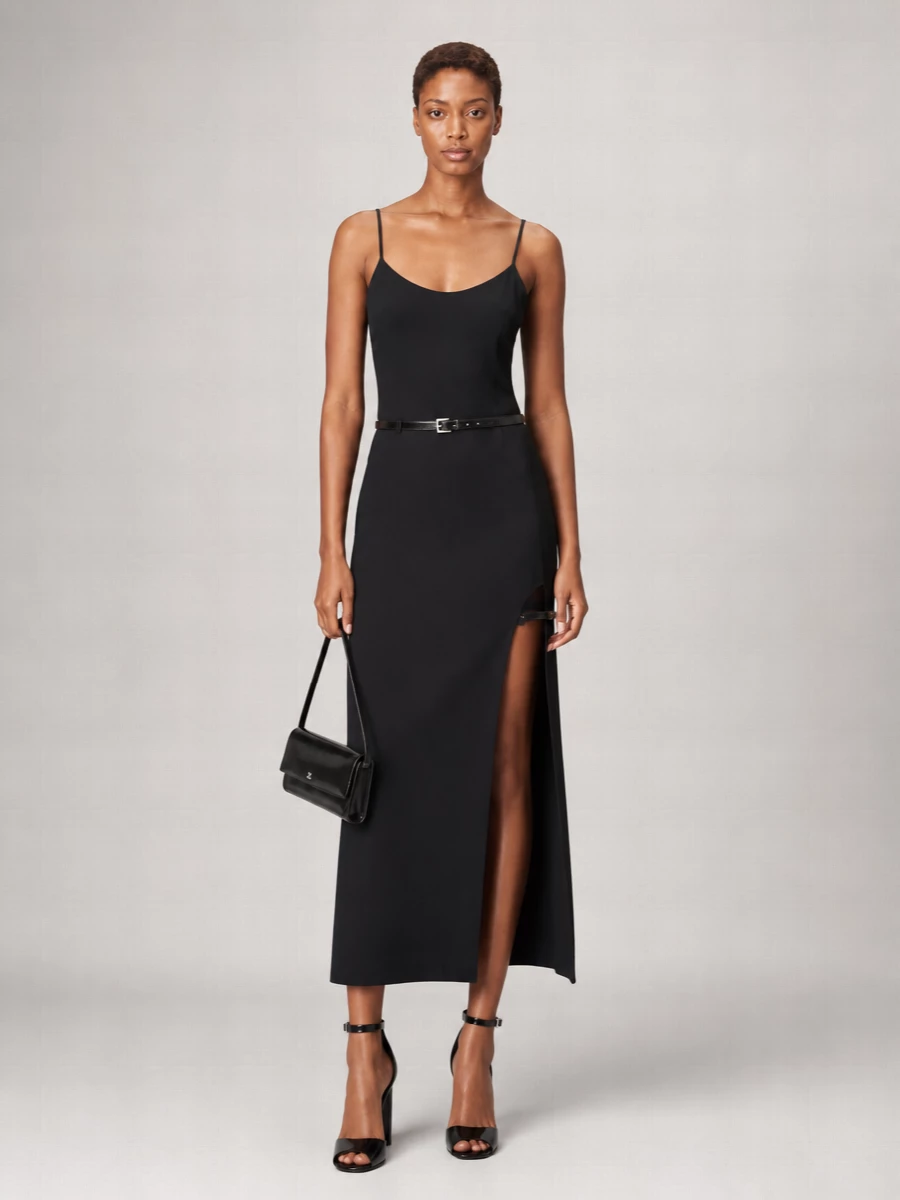 Coperni Spaghetti Strap Side Split Midi Dress