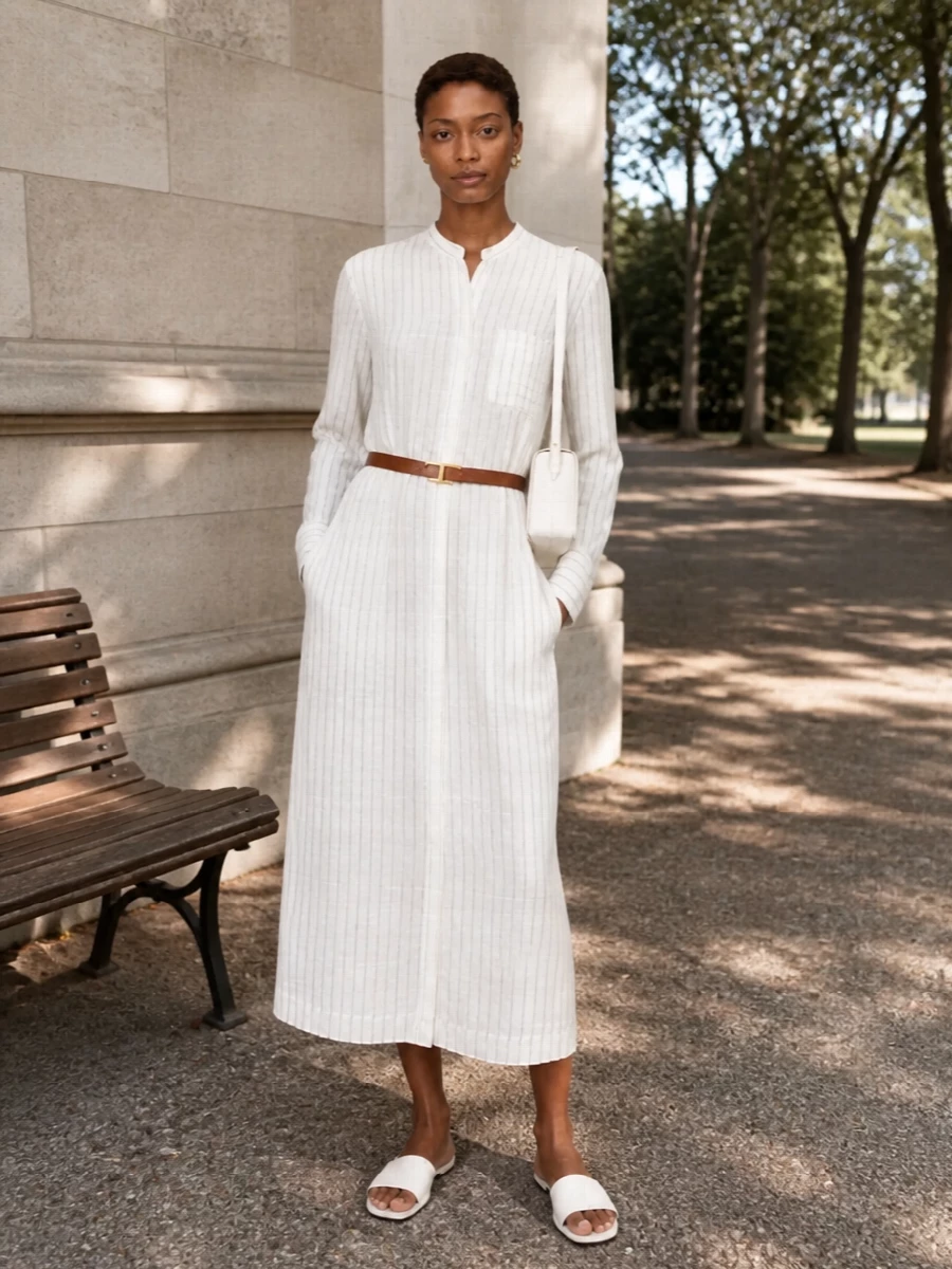 Toteme striped shirt dress prada white slides