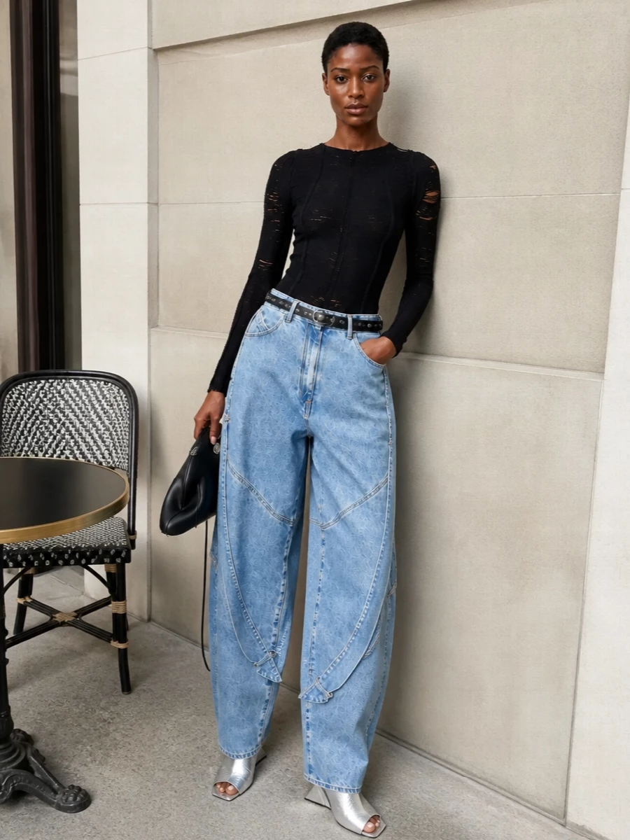 The attico sculpted jeans silver wedge mules
