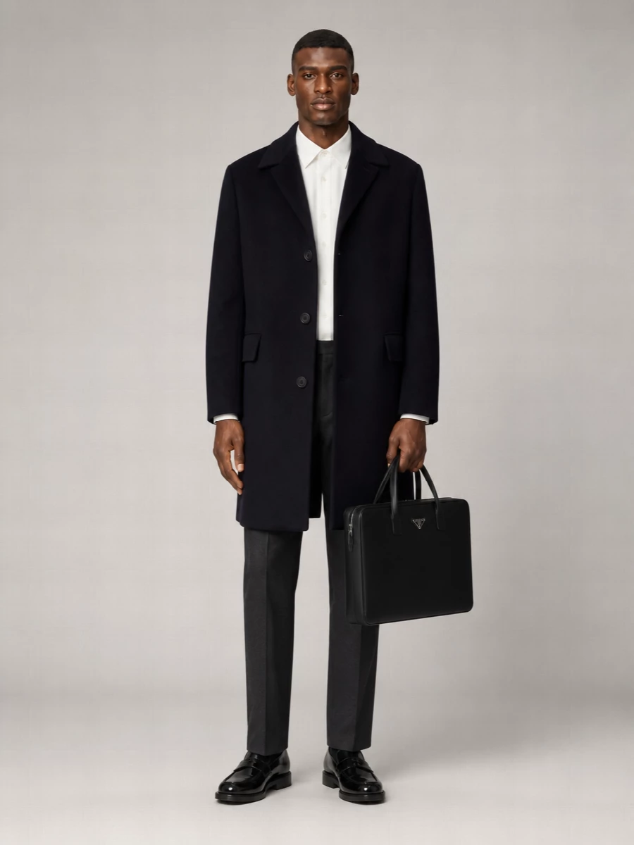 Prada Wool Cashmere Single Breasted Coat