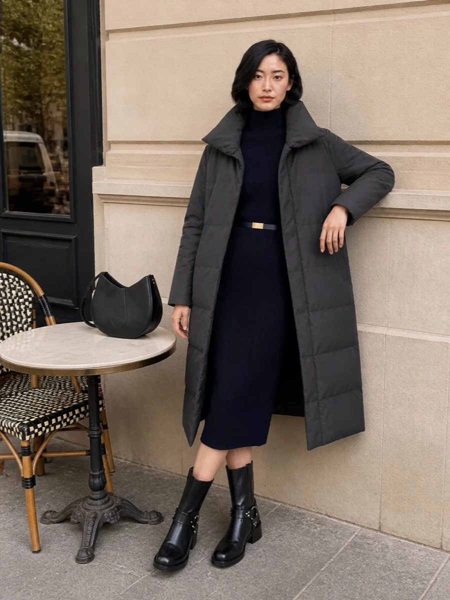 Paloma wool coat navy knit dress boots