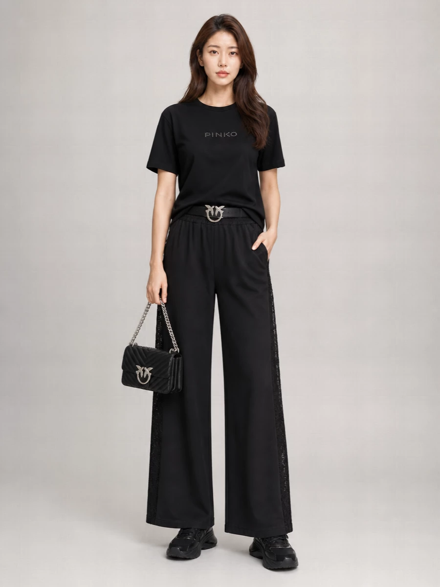 Pinko Cotton Rhinestone Logo-Print T-Shirt