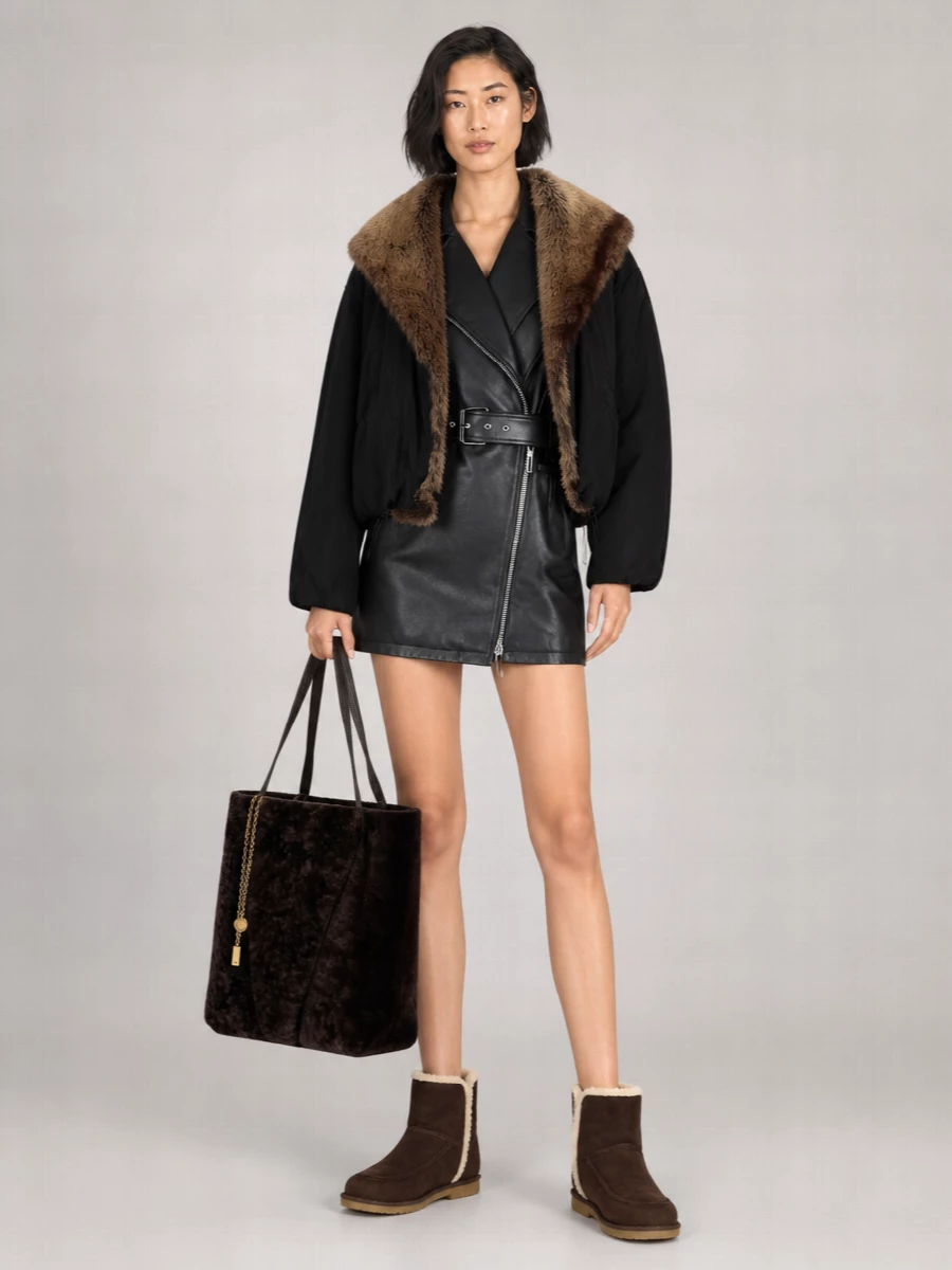 Chloé Chloé Spin Large Shearling Shoulder Bag