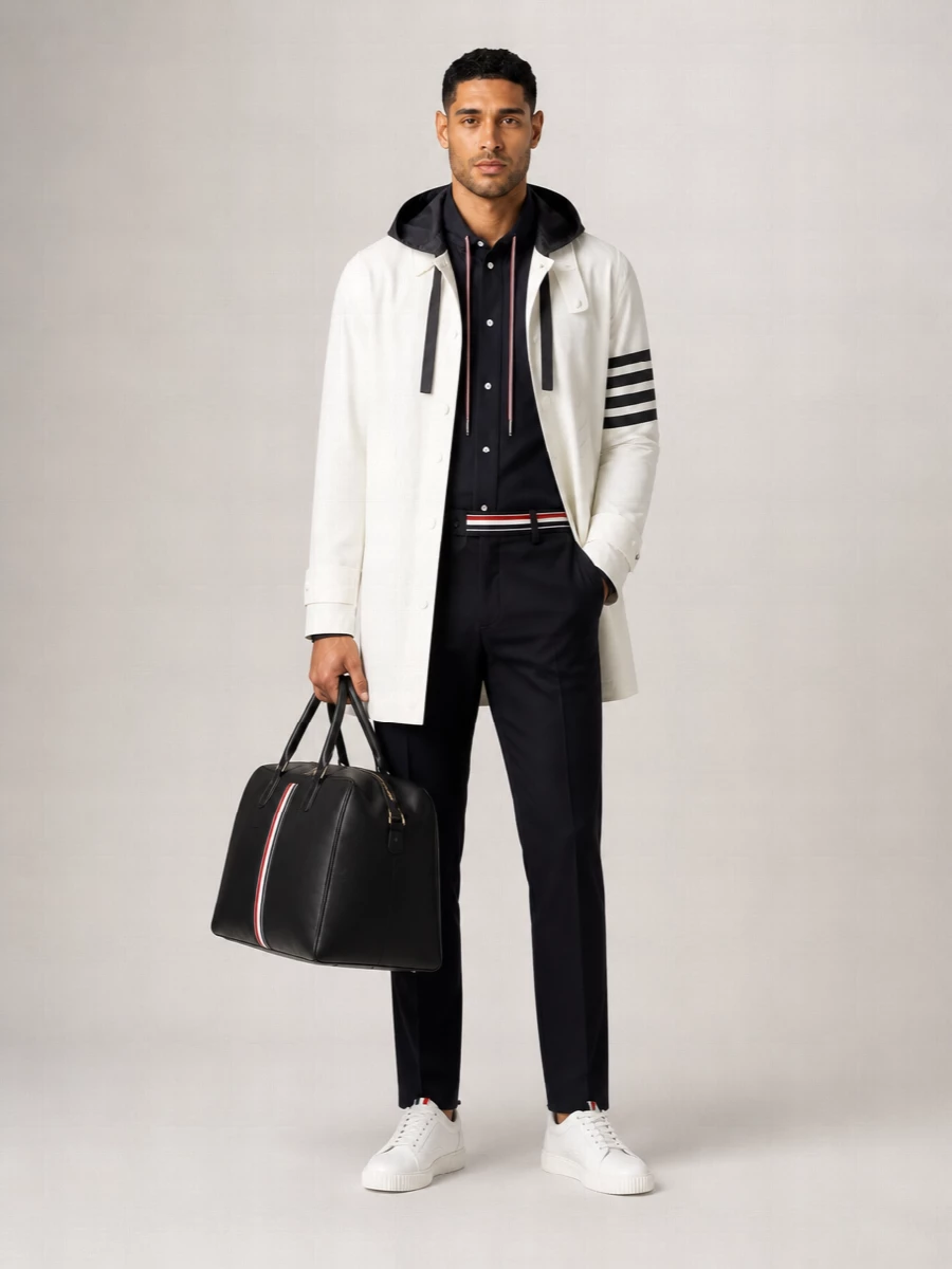 Thom Browne Pebble-Grain Leather Duffle Bag