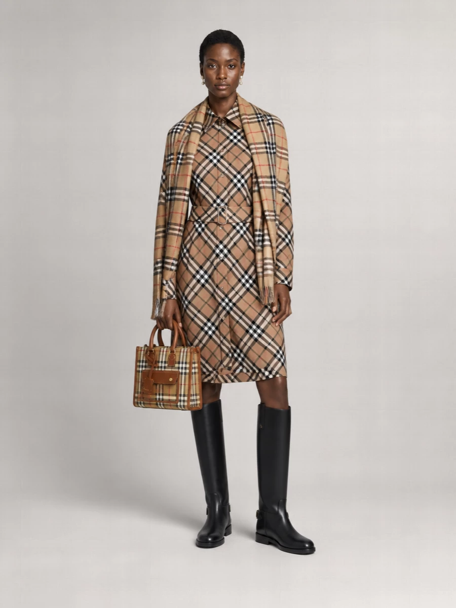 Burberry Wool Silk Check Scarf