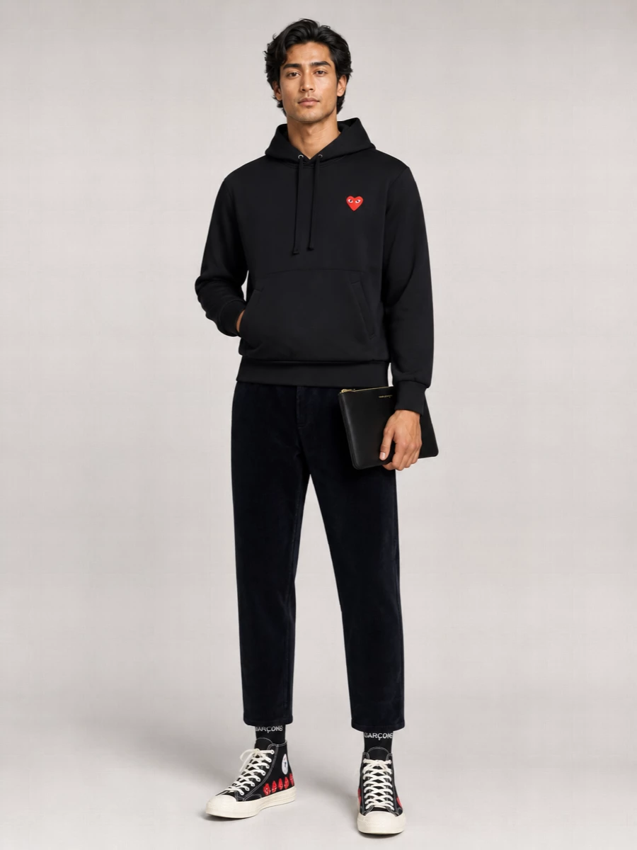 Comme Des Garçons Play Drawstring Hoodie Kangaroo Pocket