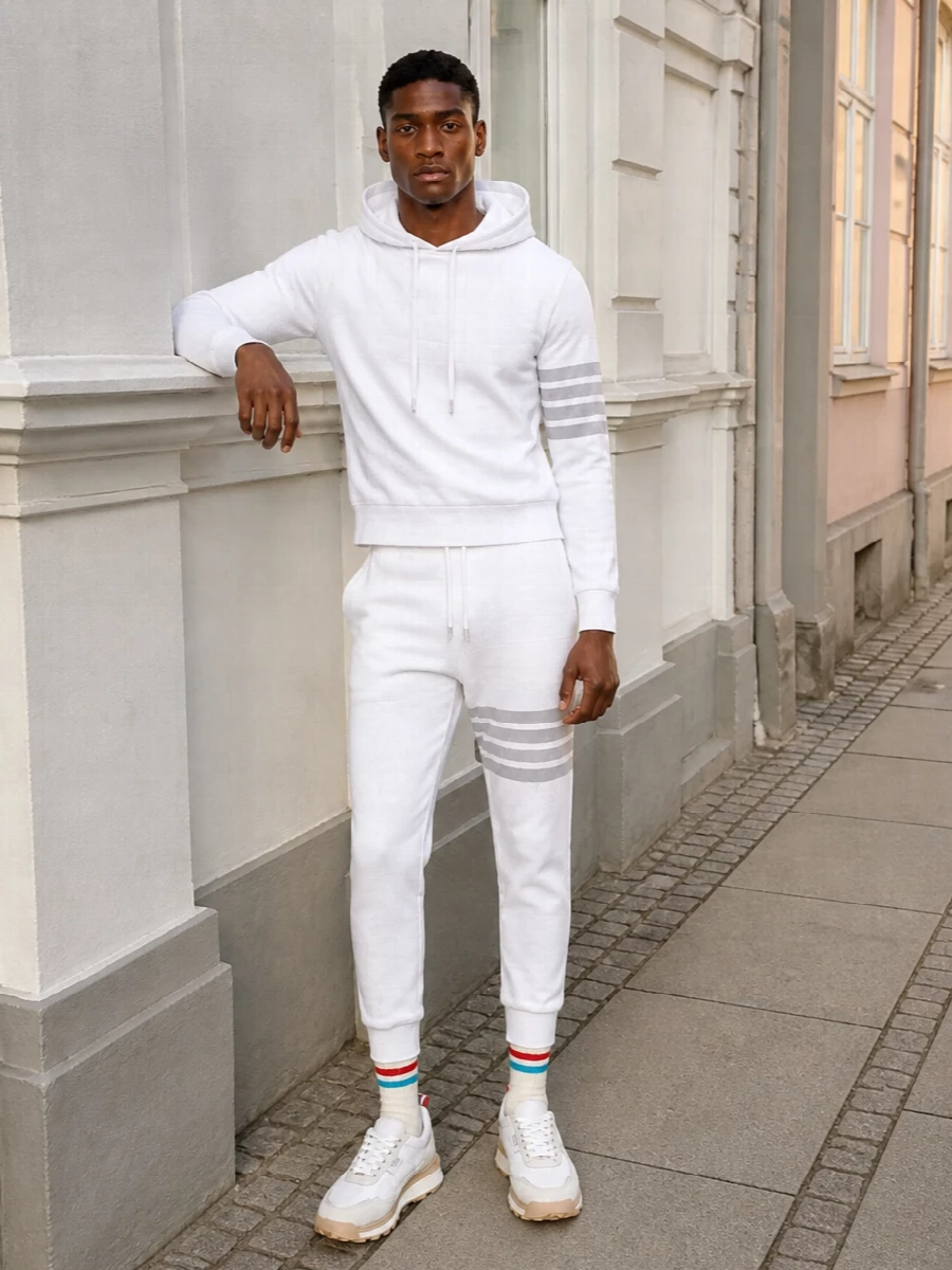 Thom browne white track pants hoodie sneakers