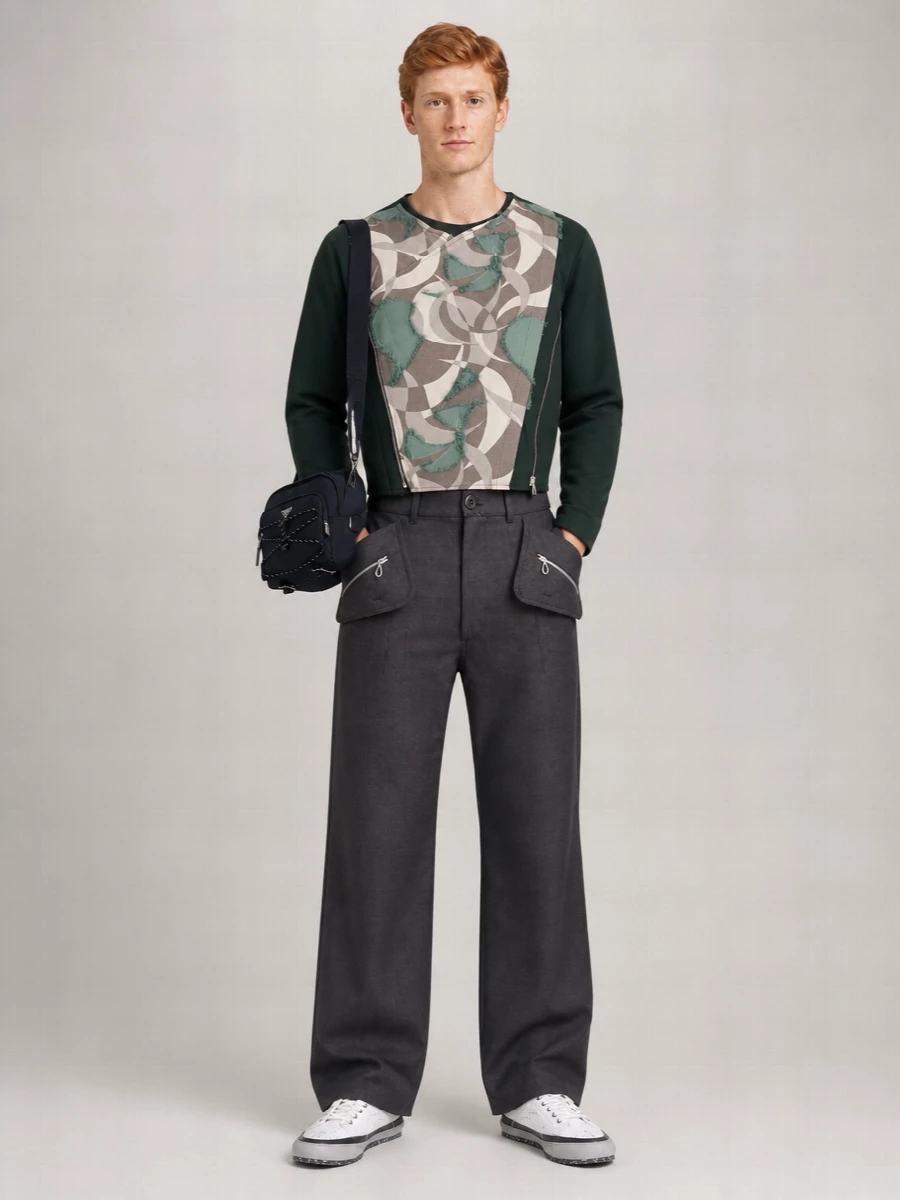 Kiko Kostadinov Virgin Wool Geometric Asymmetric V-Neck Blouson