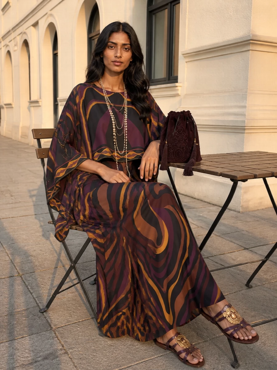 Pucci kaftan etro bag flat sandals outfit