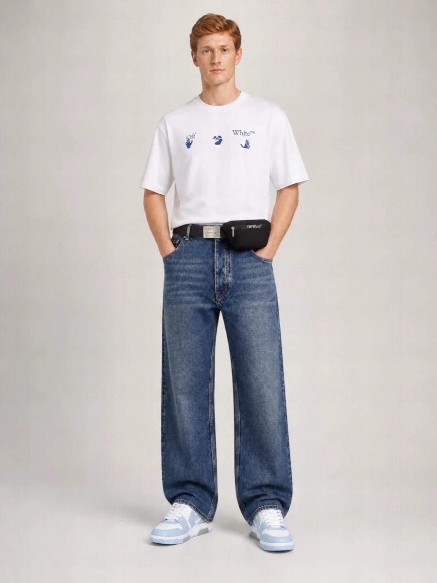 Off-White Denim Slim-Fit Straight-Leg Jeans