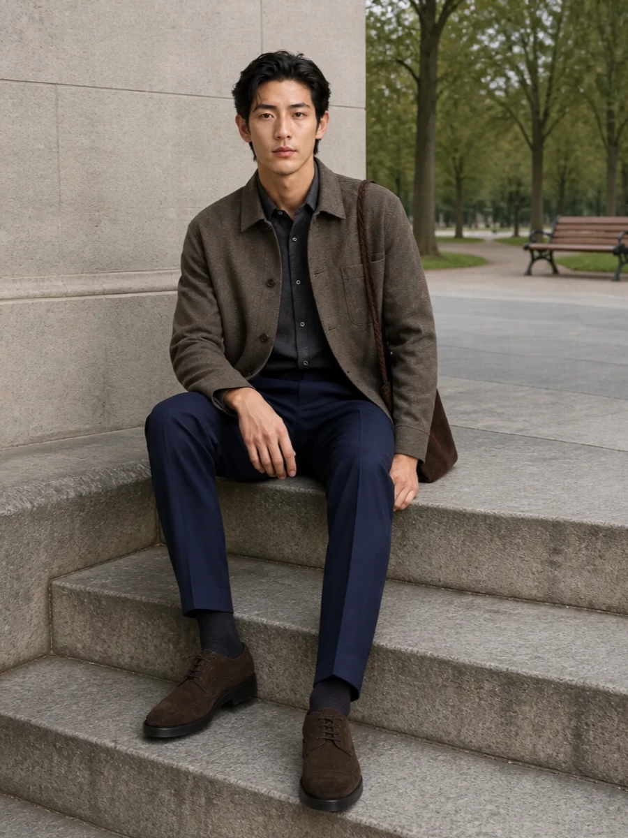 Brioni overshirt navy trousers tods brogues