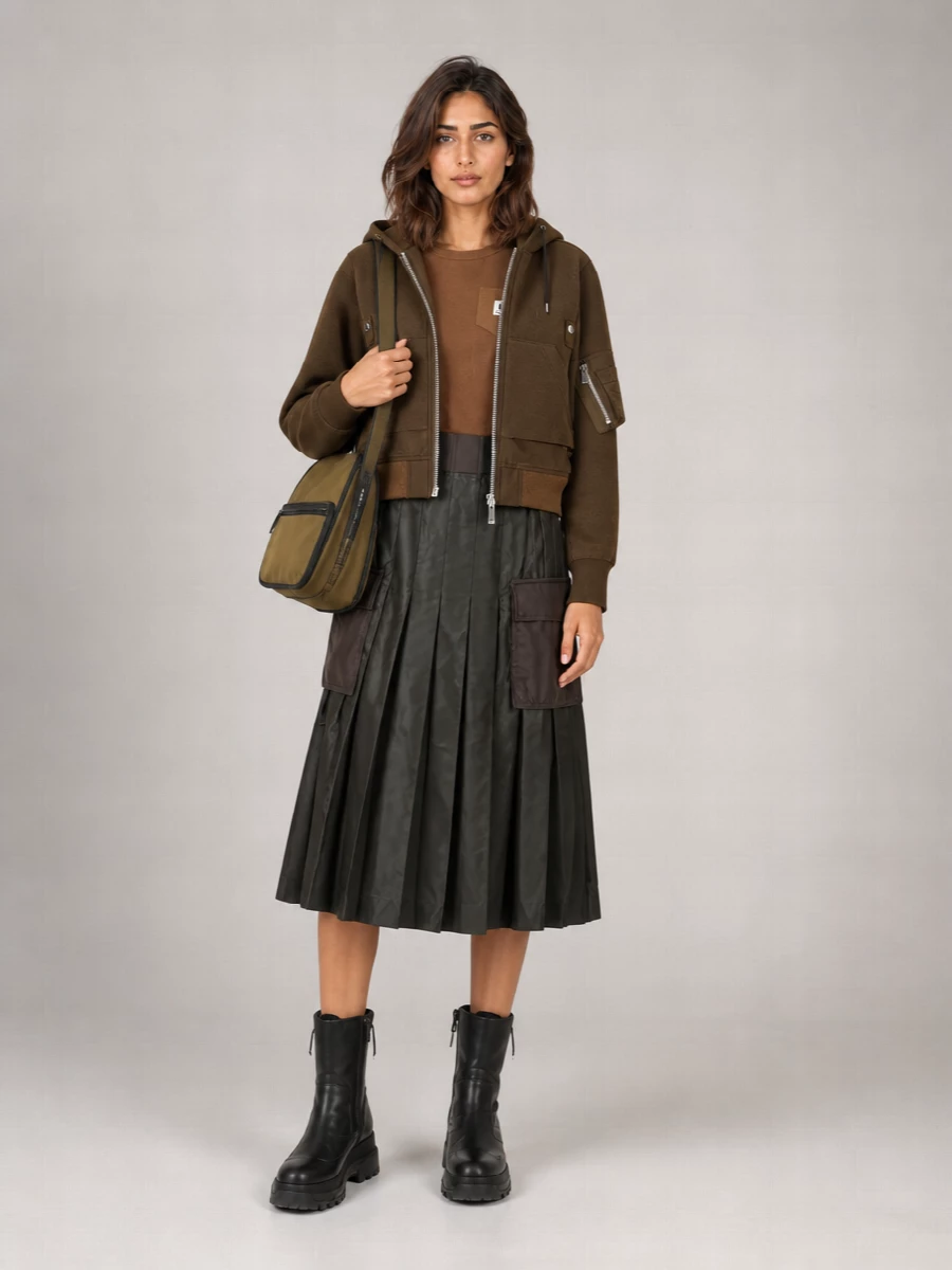 Sacai Nylon Zip Up Platform Ankle Boots