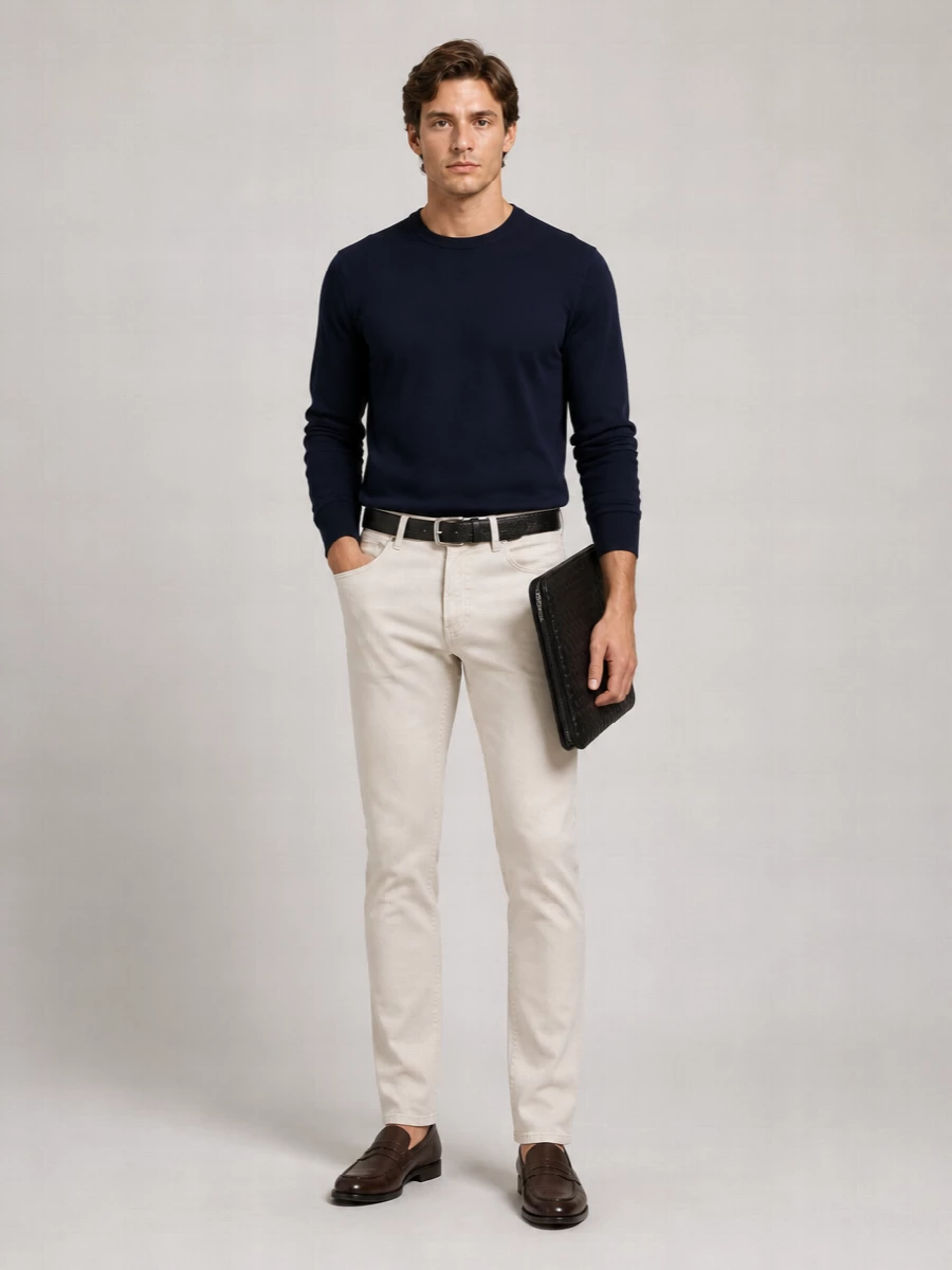 Eleventy Straight Trousers With Belt Loops And Pockets