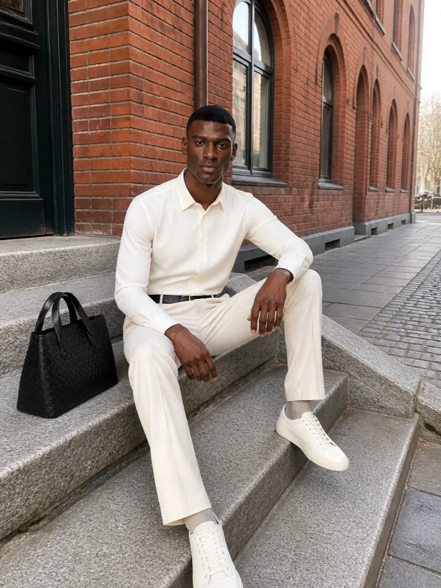 Tom ford beige trousers cream shirt sneakers