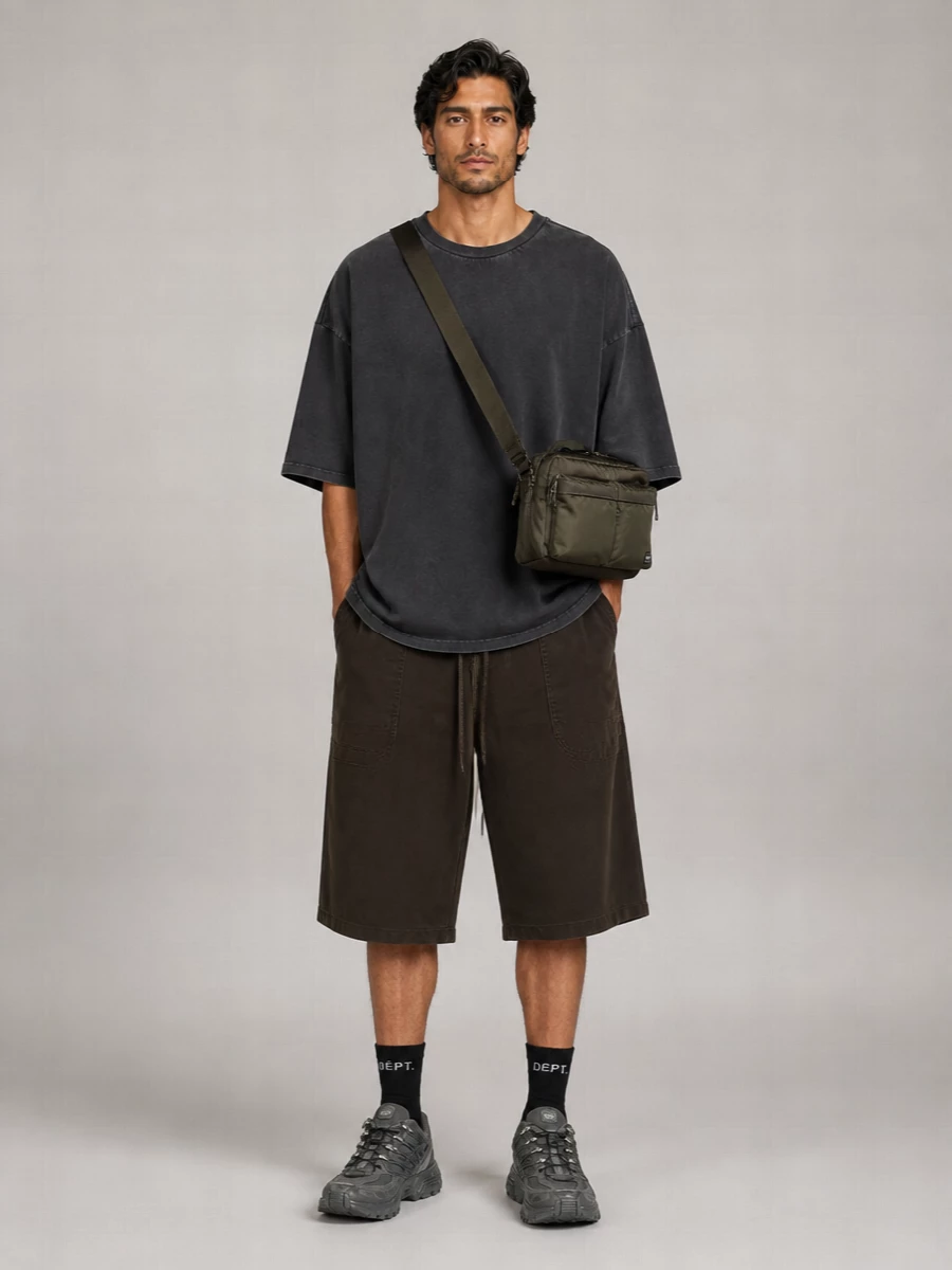 Entire Studios Cotton Wide-Leg Cargo Shorts