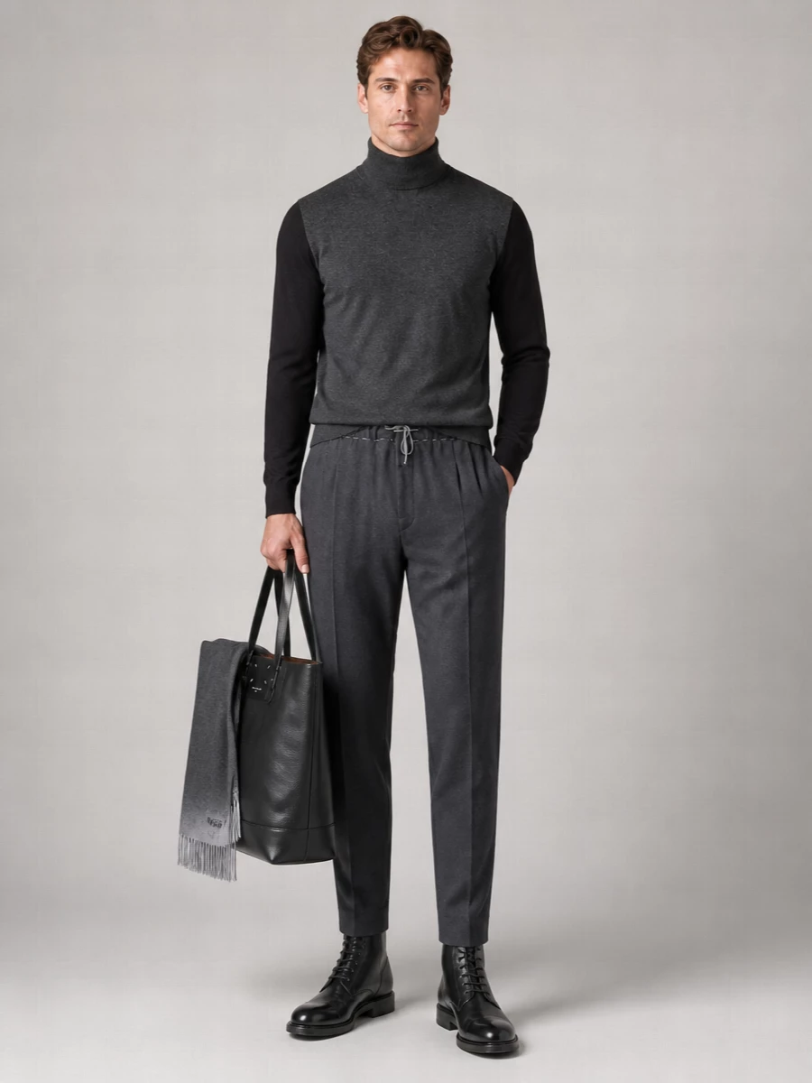 Maison Margiela Wool High Neck Two Tone Sweater