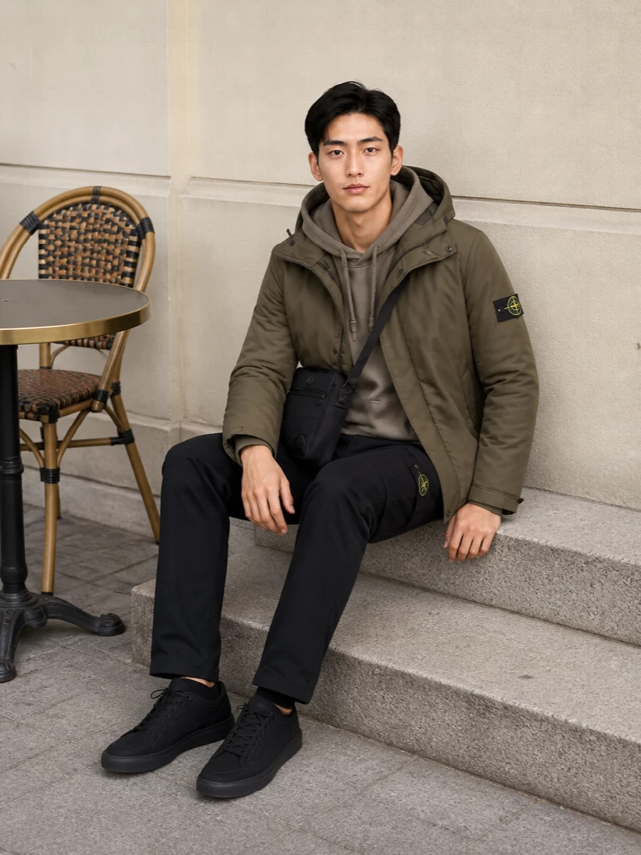 Stone island cargo outfit olive jacket hoodie