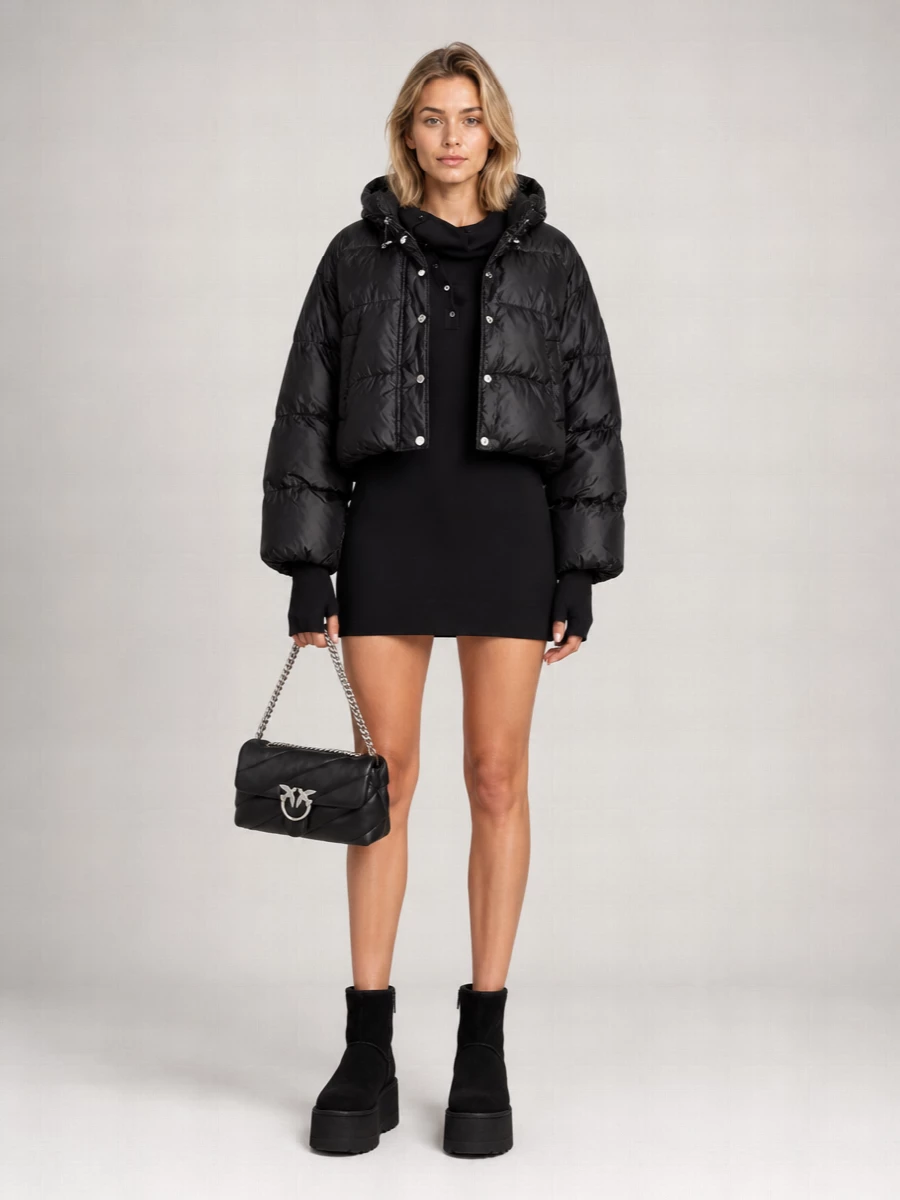 Pinko Down Quilted Hooded Cape