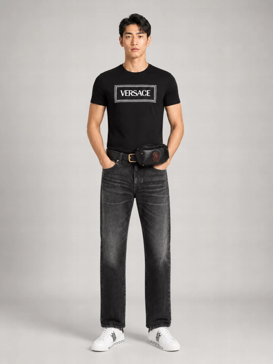 Versace Cotton Logo-Embroidered Short-Sleeve T-Shirt