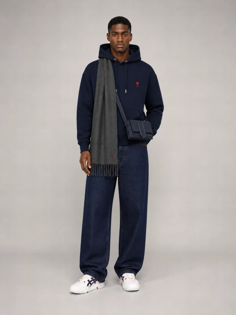 Ami Paris Heart Friend Hoodie With Drawstring Hood
