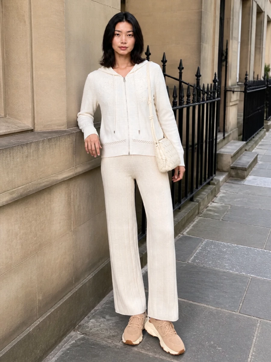 Max mara ivory knit pants tods sneakers