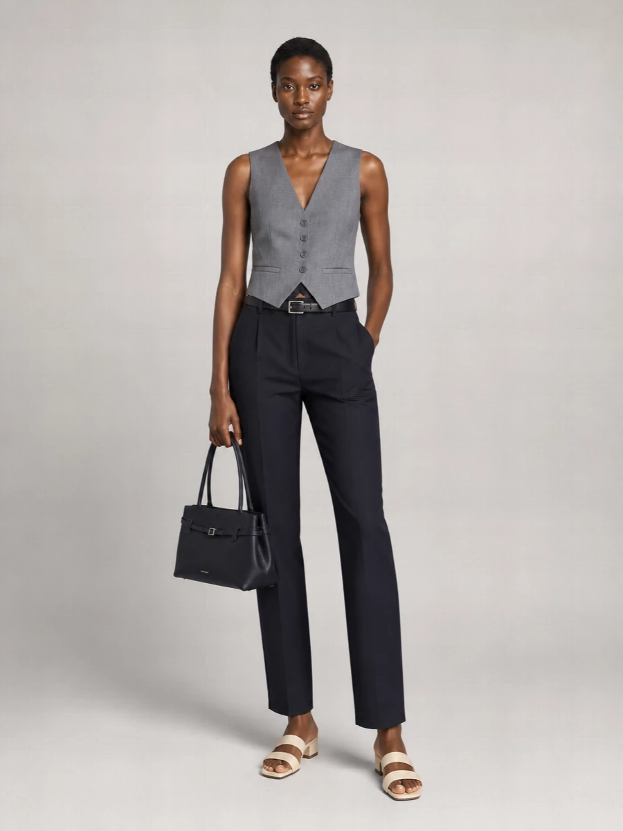 The Frankie Shop Straight Trousers Pleated Belt Loops Pockets