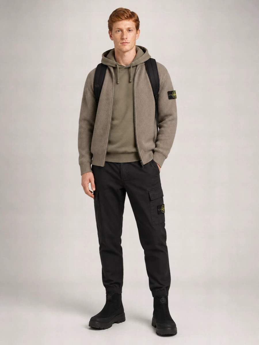 Stone Island Cashmere Hooded Zip-Up Sweater