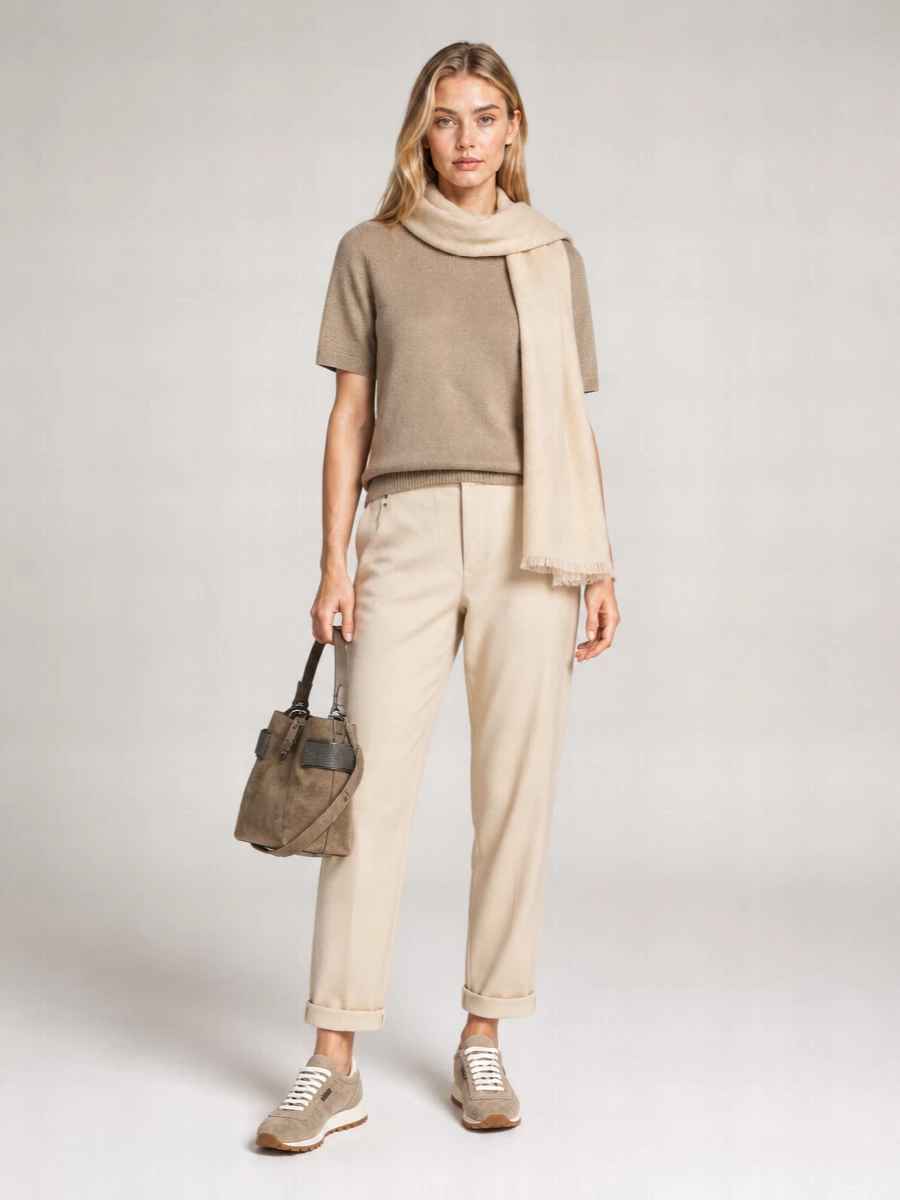 Brunello Cucinelli Cashmere Silk Ribbed Short-Sleeve Sweater