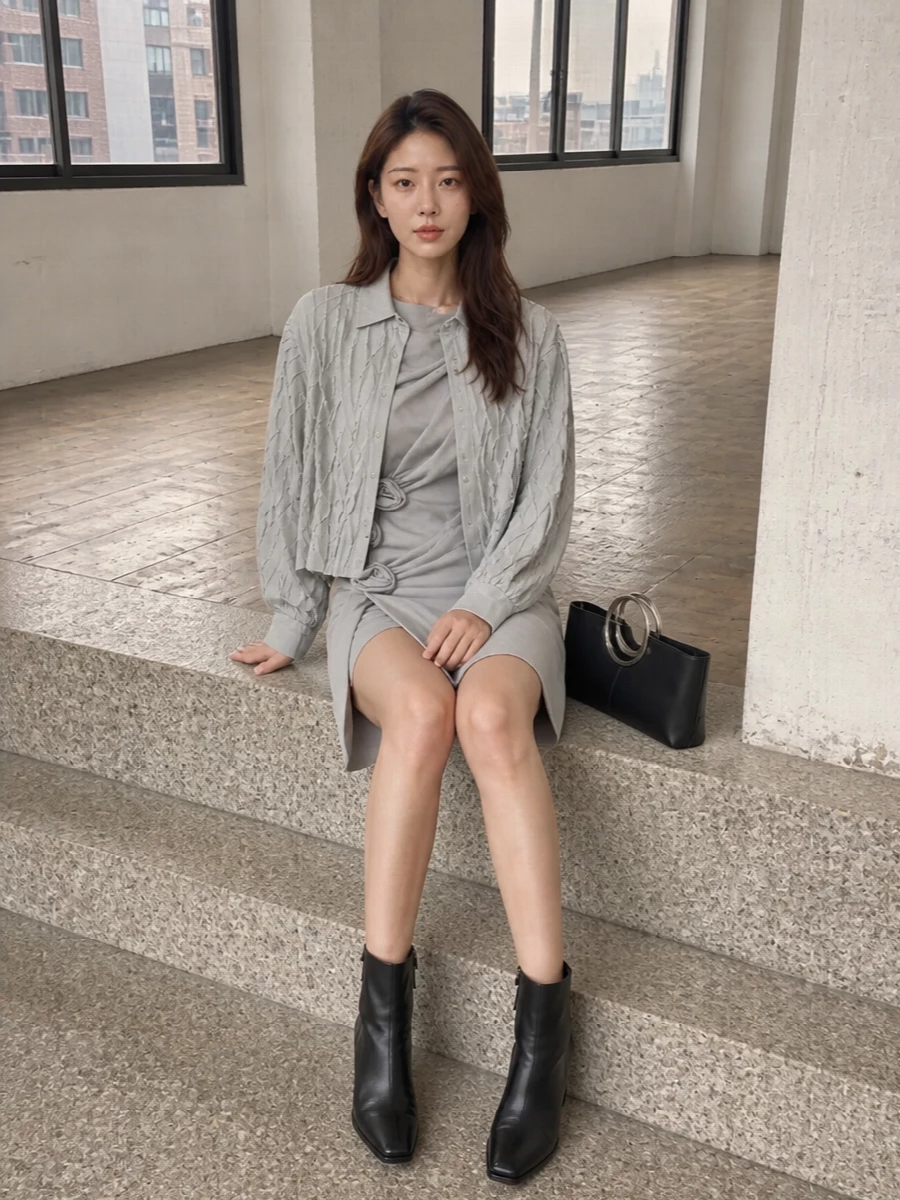 Coperni grey mini dress alysi silver jacket