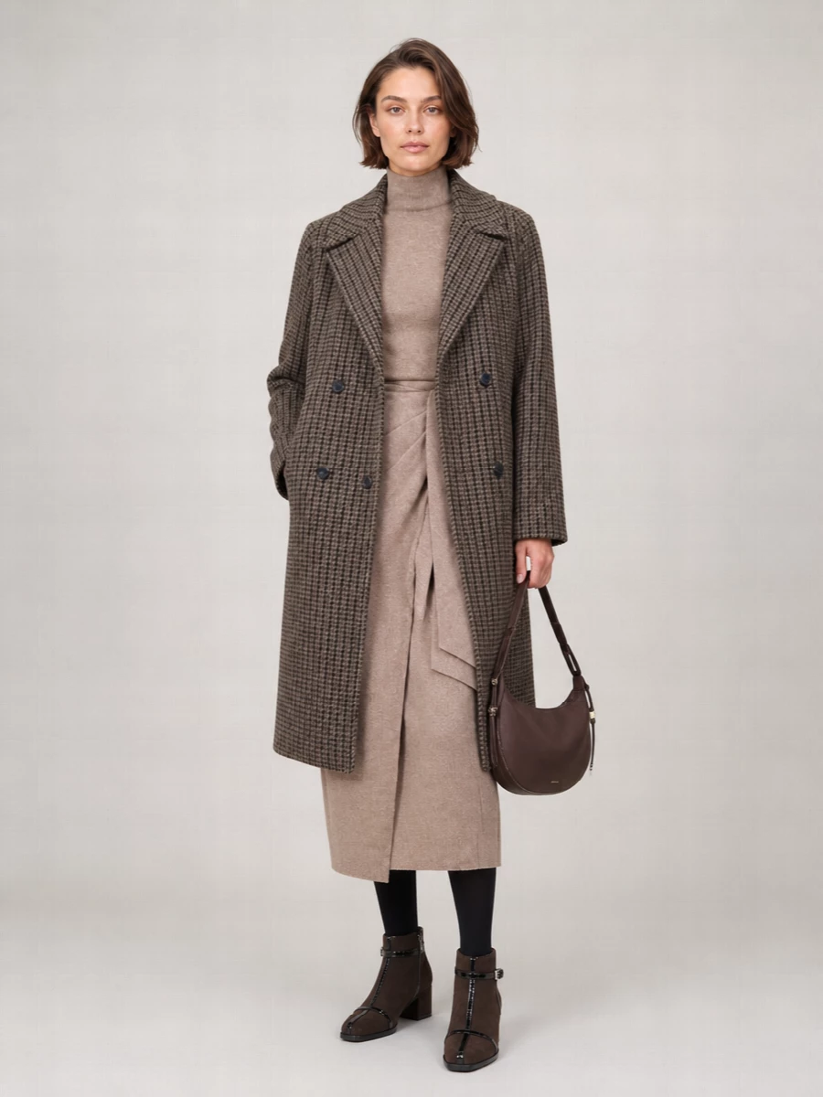 Closed checked double-breasted wool coat