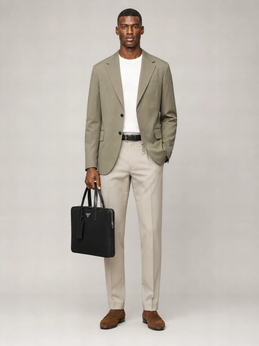 Prada Cotton Straight-Leg Tailored Trousers