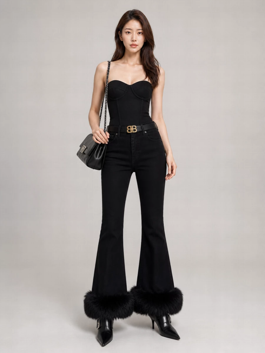 Balenciaga Denim Flared Trousers
