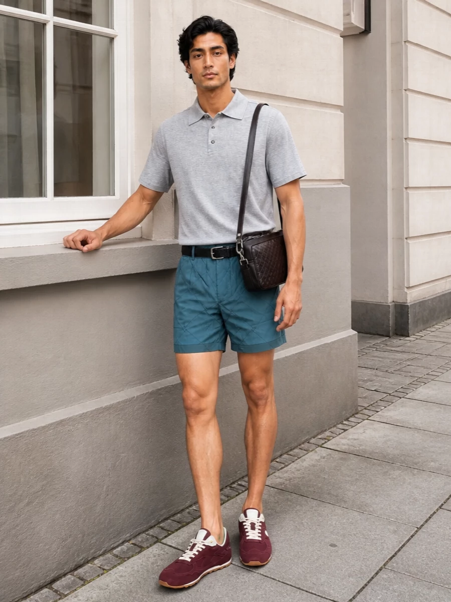 Bottega veneta knit polo quilted shorts sneakers