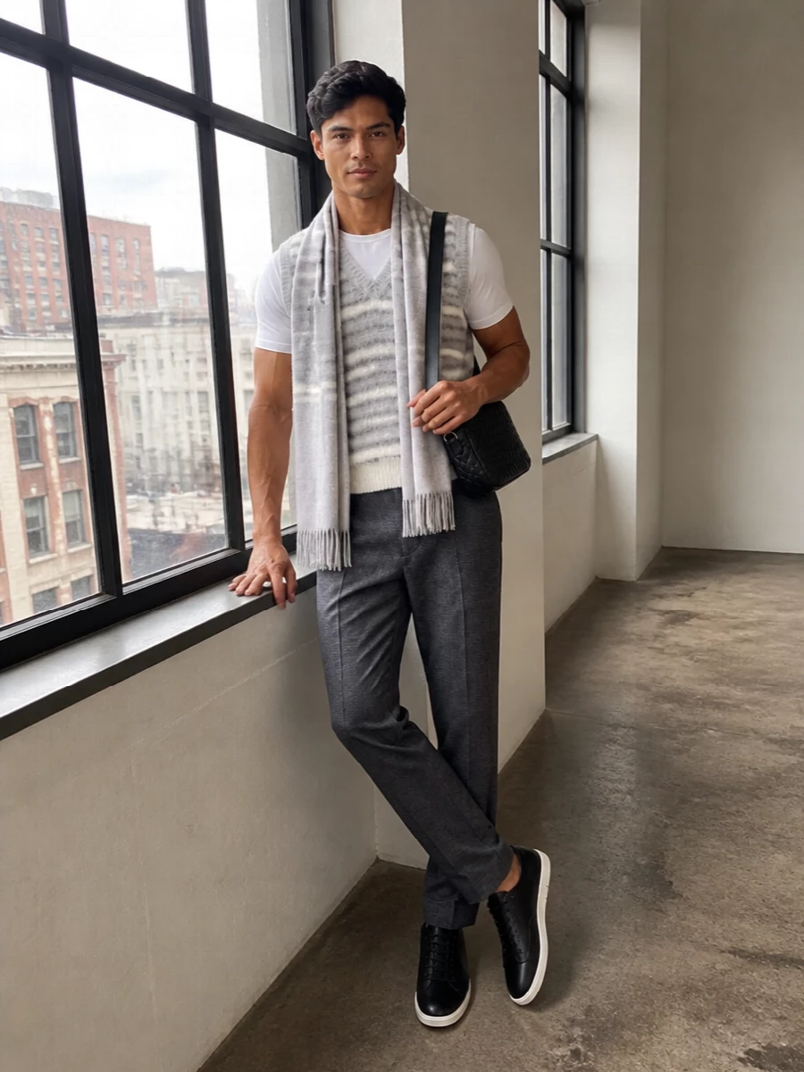 Marni grey striped vest tailored trousers mens