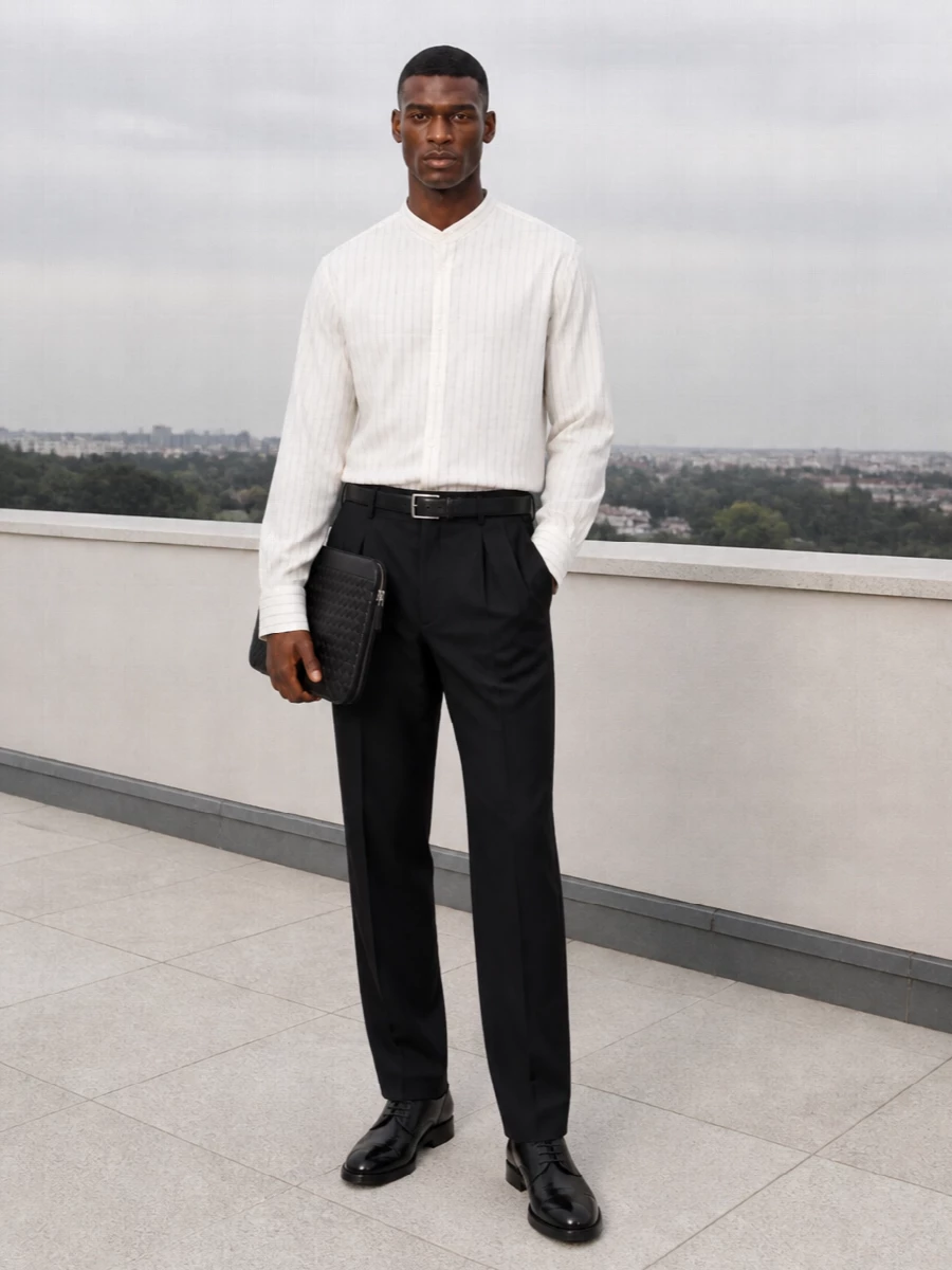 Dries van noten striped shirt black trouser