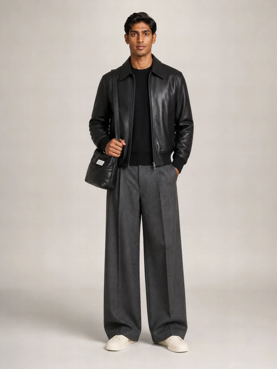 Ami Paris Lamb Leather Zipped Jacket