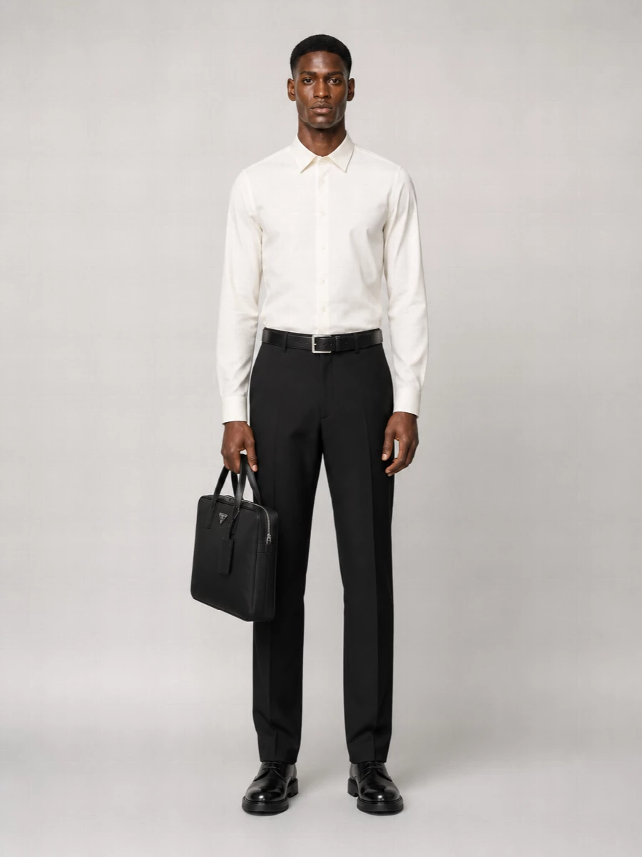 Balenciaga Wool Mid-Rise Straight-Leg Tailored Trousers