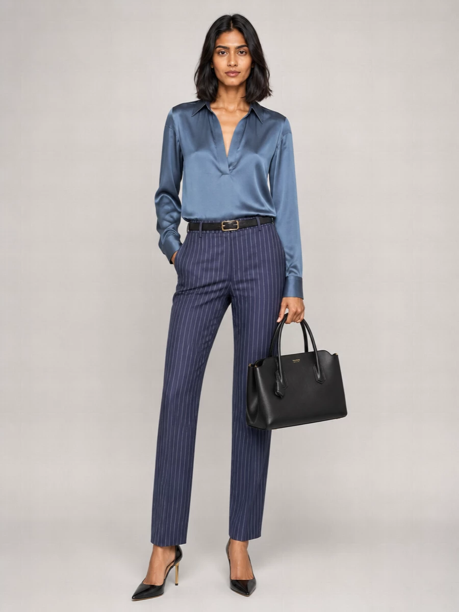 Tom Ford Chalkstripe Wool Tailored Straight-Leg Trousers