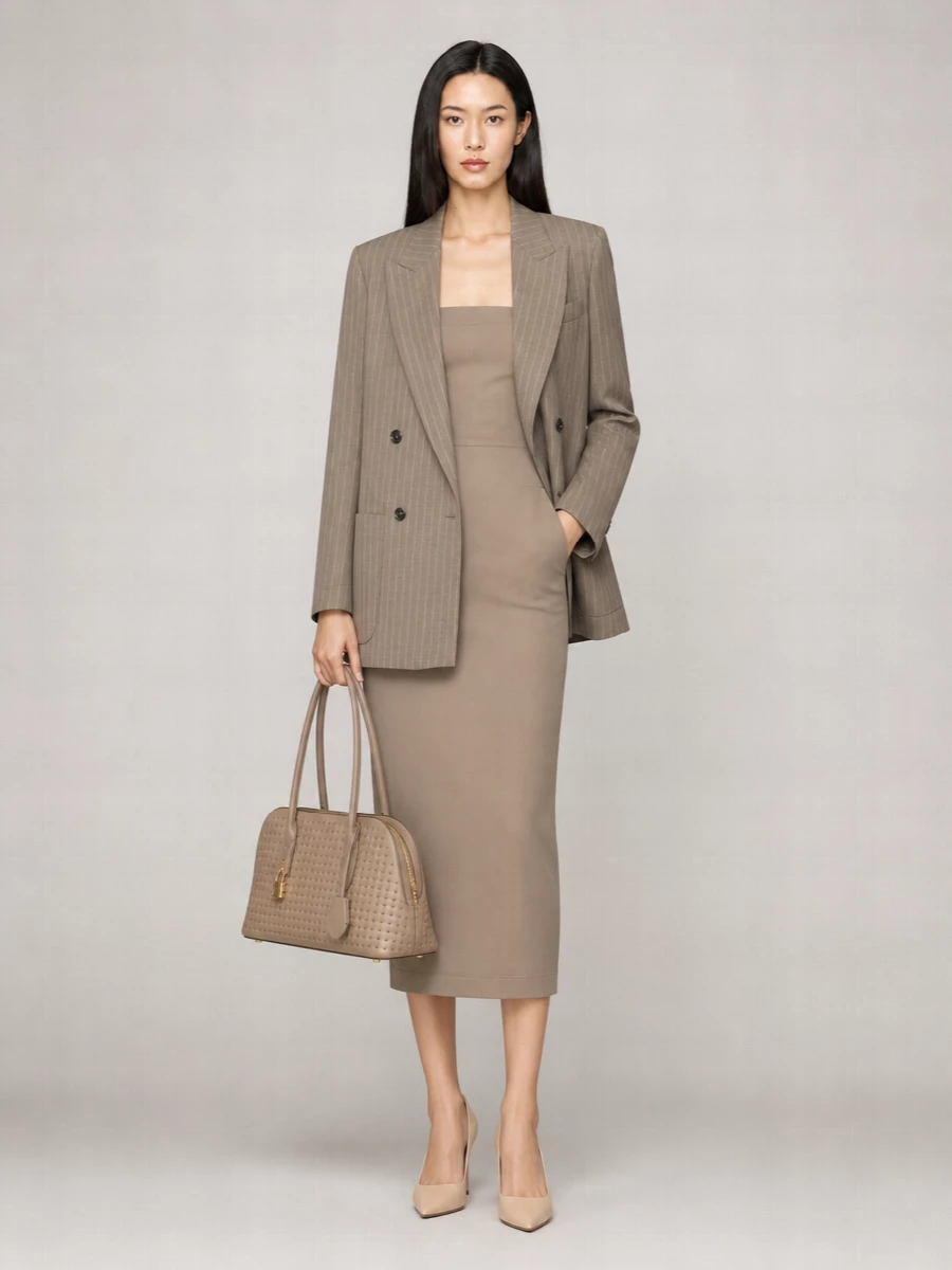 Max Mara Virgin Wool Pinstripe Double-Breasted Blazer