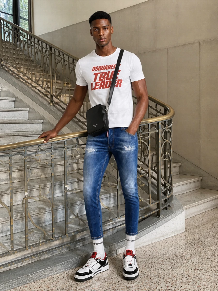Dsquared2 tee slim jeans dolce gabbana sneakers