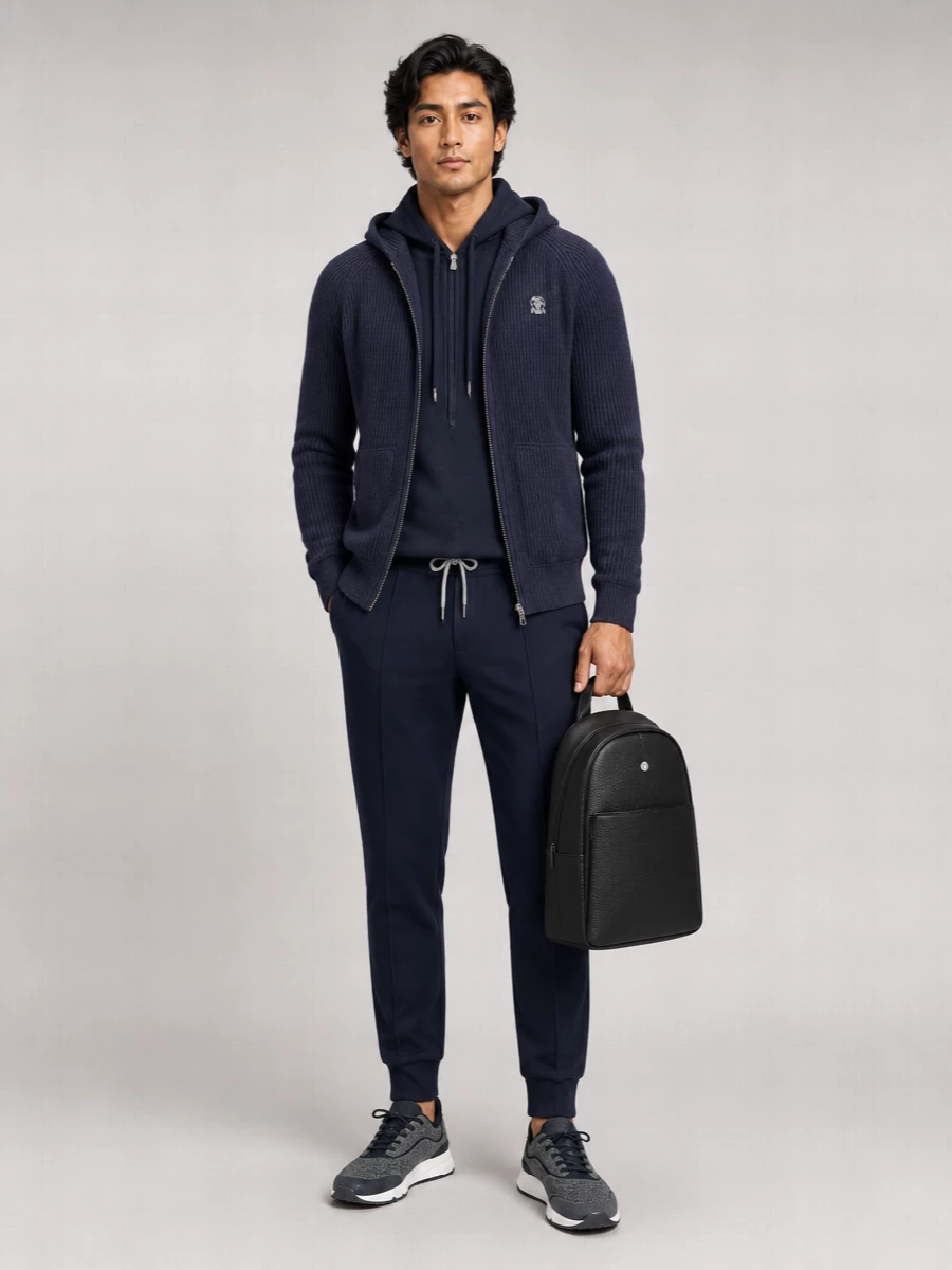 Brunello Cucinelli Wool-Silk Hooded Zip Jacket