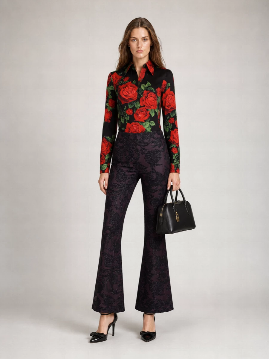 Dolce&Gabbana Rose Print Silk Shirt