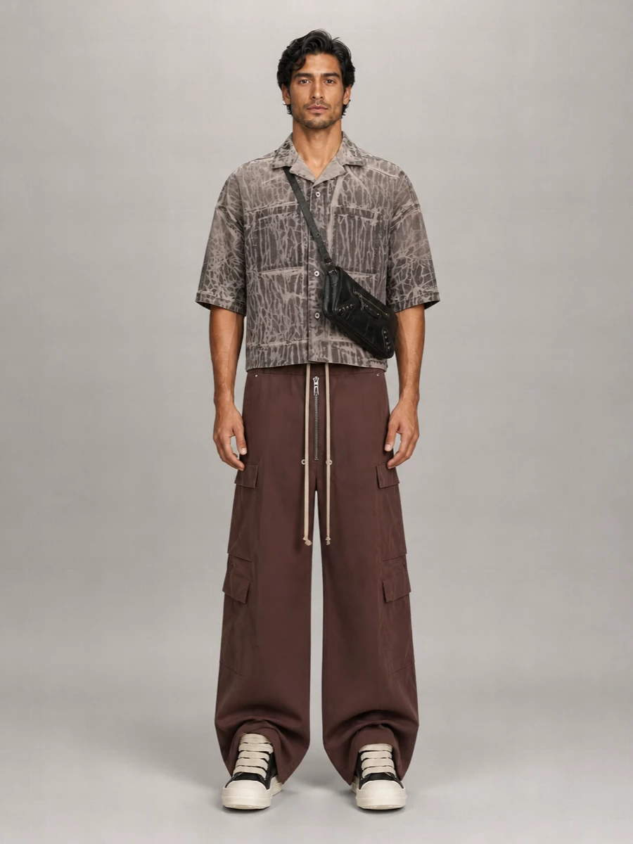 Rick Owens Cotton Flared Wide-Leg Cargo Shorts