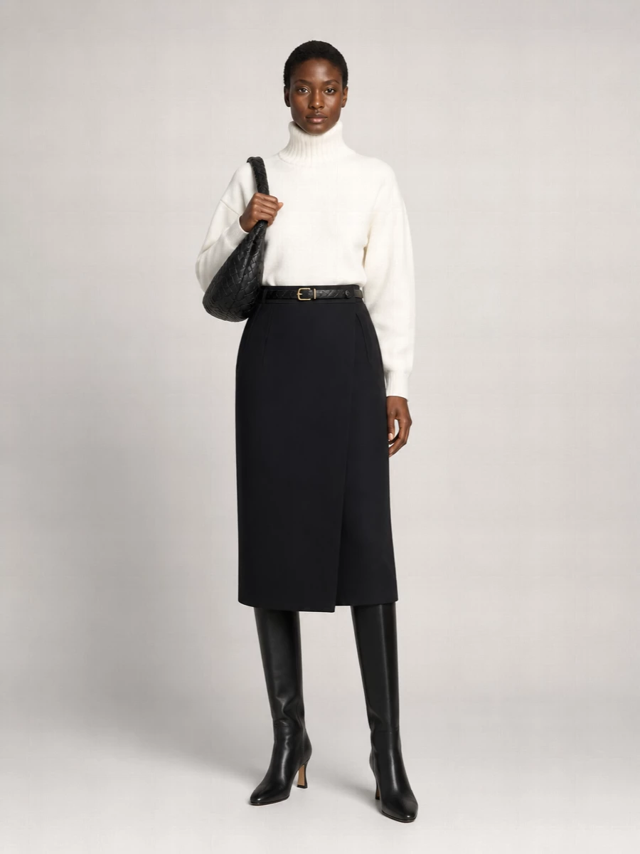 Bottega Veneta Cotton Silk Midi Wrap Skirt