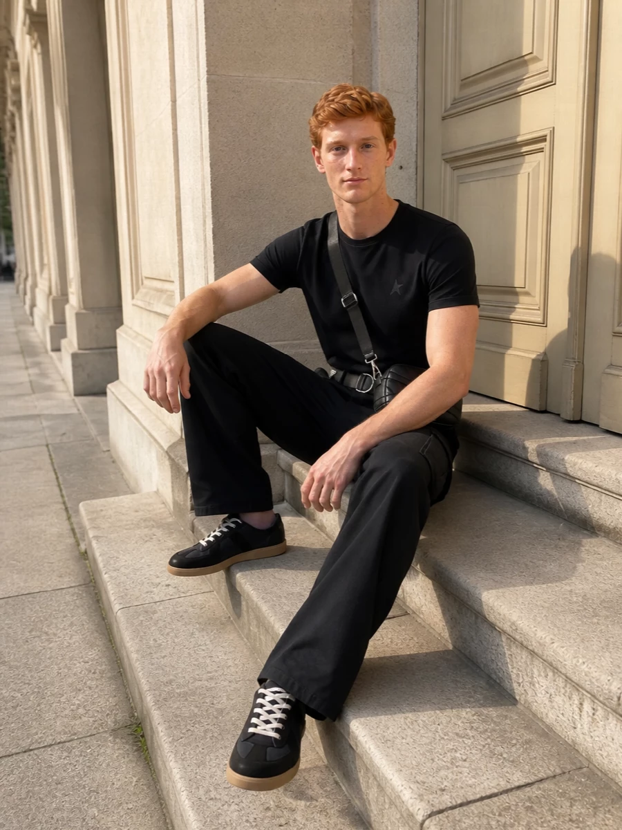 Golden goose tee cargo trousers margiela sneakers